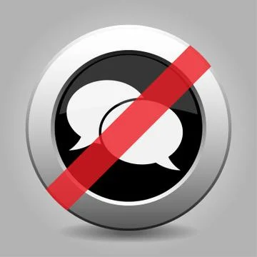 Gray chrome button - no speech bubbles Illustrazione stock
