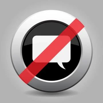 Gray chrome button - no speech bubbles Illustrazione stock