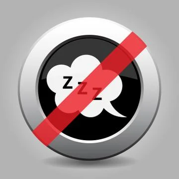 Gray chrome button - no ZZZ speech bubble Illustrazione stock