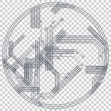 Gray circle circuit pattern transparent PNG Stock Photos