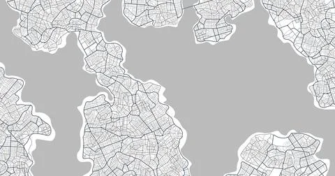 Gray city area, background map, streets. Skyline urban panorama. Cartography Stock Illustration