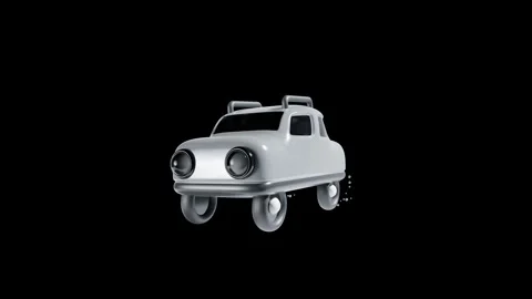 Gray Classic Car with Transparent Background in 3D Animation Stock Footage 309203062