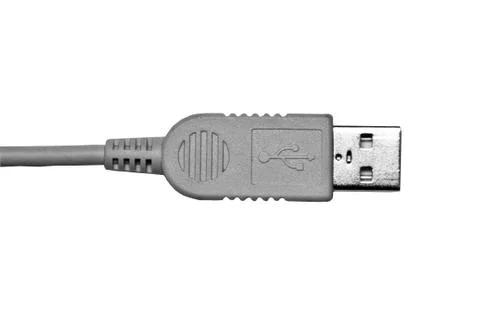 Gray close up shot of usb cable isolated on white Stock Photos