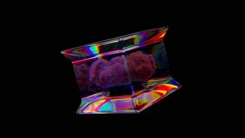 A gray cloud inside a glass rotating box. Black isolated background. Transparent Stock Footage 236823579