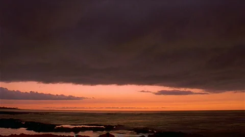 Gray Cloud Ocean Sunset 480x270 Stock Footage 532188
