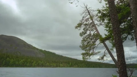 Gray cloudes over Kesankijarvi Stock Footage 141673099