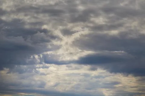 Gray clouds in the sky, close-up of gray clouds covering the sky Stock Photos