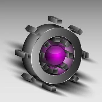 Gray cog with purple core Stock Illustration