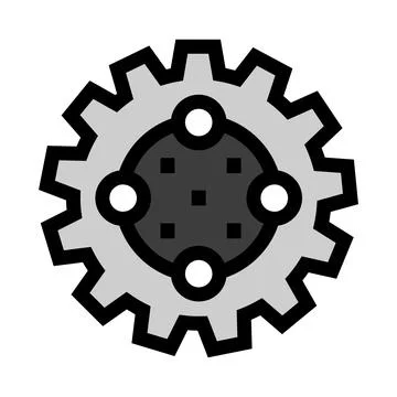 Gray cogwheel representing settings, engineering, and technology 库存插图