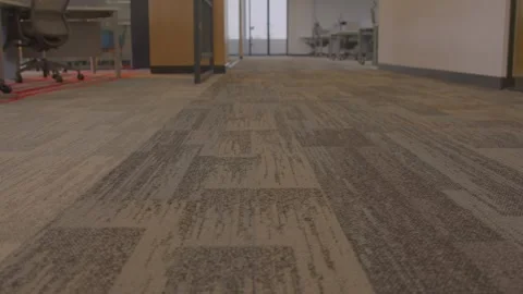 Gray color modular carpet flooring in office Stock Footage 275506283