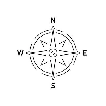 Gray compass linear icon on white background. Vector illustration. Stock Illustration