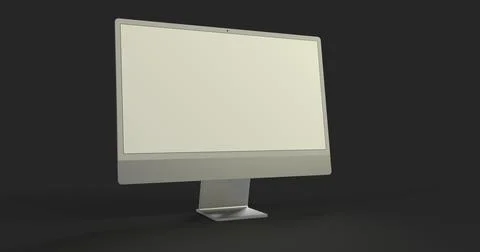 A gray computer display mock-up with a blank screen. Stylish desktop computer Stock Illustration