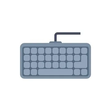 Gray computer keyboard with wire connecting to device Stock Illustration