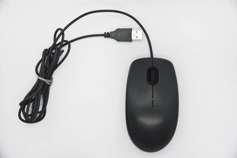 A gray computer mouse on a white background. Beautiful shiny computer mouse.. Stock Photos