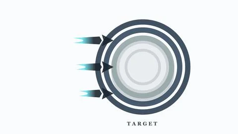 Gray Concentric Target Symbol with Offset Motion Lines Stock Illustration