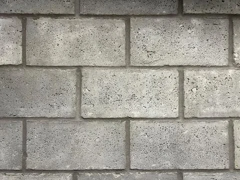 Gray Concrete Block Wall Texture Background With Copy Space and Pattern Stock Photos