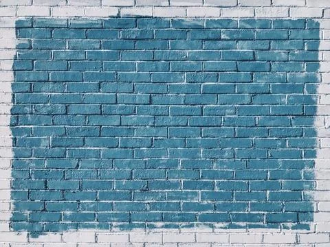 Gray Concrete Bricks Painted in Blue Stock Photos