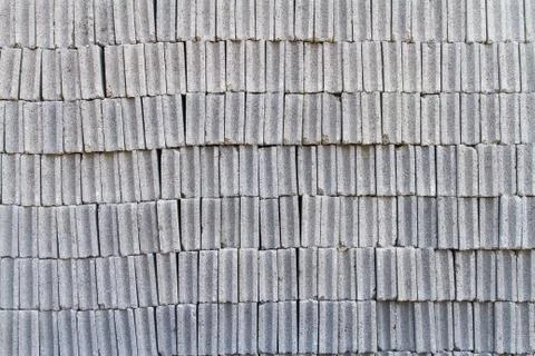 Gray concrete construction block wall Stock Photos