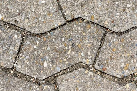 Gray Concrete Pavers with Pebbles Interlocking Pattern Stock Photos