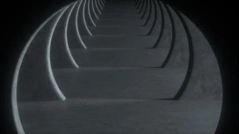 Gray concrete tunnel with dramatic light and dark at the end. Abstract backgr Illustrazione stock