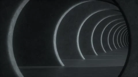 Gray concrete tunnel with dramatic light and dark at the end. Abstract backgr Stock Illustration
