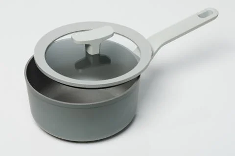 Gray cooking pot side view Stock Photos
