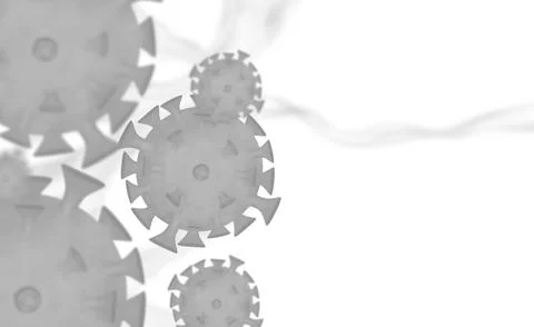 Gray coronavirus particles on white background, medical 3D render Stock Illustration