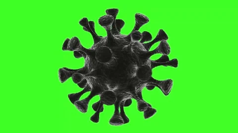 Gray coronavirus rotates on a green background, close-up, 3D rendering Video stock 164282632