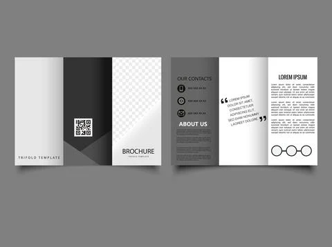 Gray corporate trifold brochure. Vector illustration. Flyer for printing. Stock Illustration