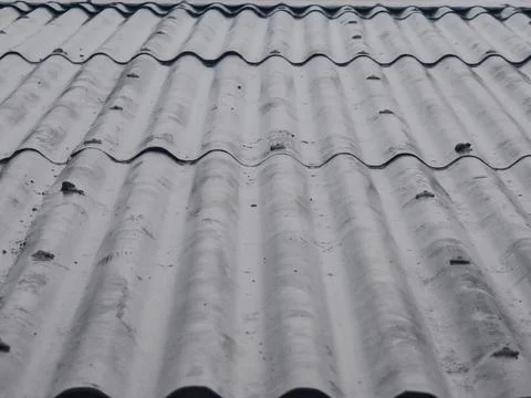 Gray Corrugated Roof Pattern With Repeating Wave Texture Stock Photos