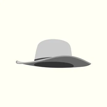 Gray cowboy hat simple flat vector illustration Stock Illustration