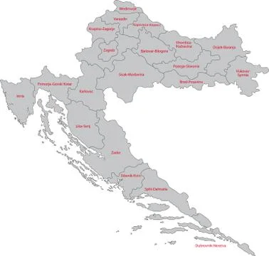 Gray Croatia map Stock Illustration