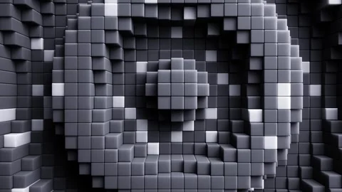 Gray cube sphere distortion with pulse energy tech loop background. Stock Footage 347813632