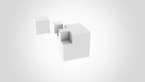 Gray cubes assembling. Construction, installation and building concepts. 3D 스톡 일러스트
