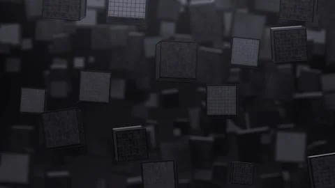 Gray cubes flying. Abstract art, 3d render. Stock Illustration