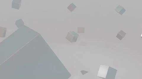 Gray cubes scatter to the sides and gather again. 3d render Stock Footage 233064453