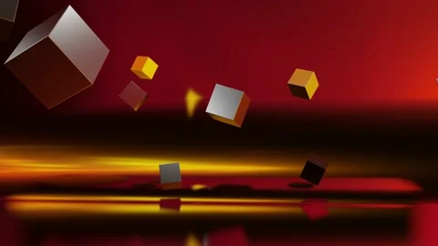 Gray cubes scatter to the sides and gather again. 3d render Stock Footage 233064461