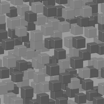 Gray Cubes Seamless Pattern on Black Stock Illustration