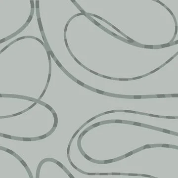 Gray curly intertwining endless thin lines abstract seamless pattern Stock Illustration