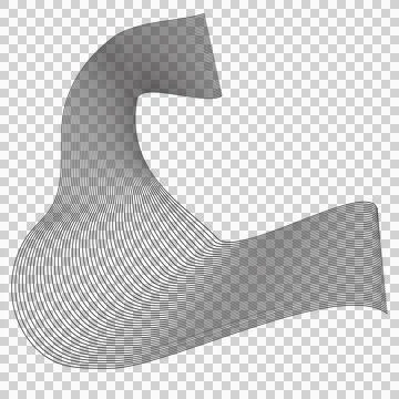 Gray curved striped pattern flowing in a smooth wavy motion on a transparen.. Stock Photos