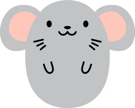 Gray Cute mouse face Stock Illustration