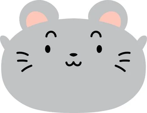 Gray Cute mouse face Stock Illustration