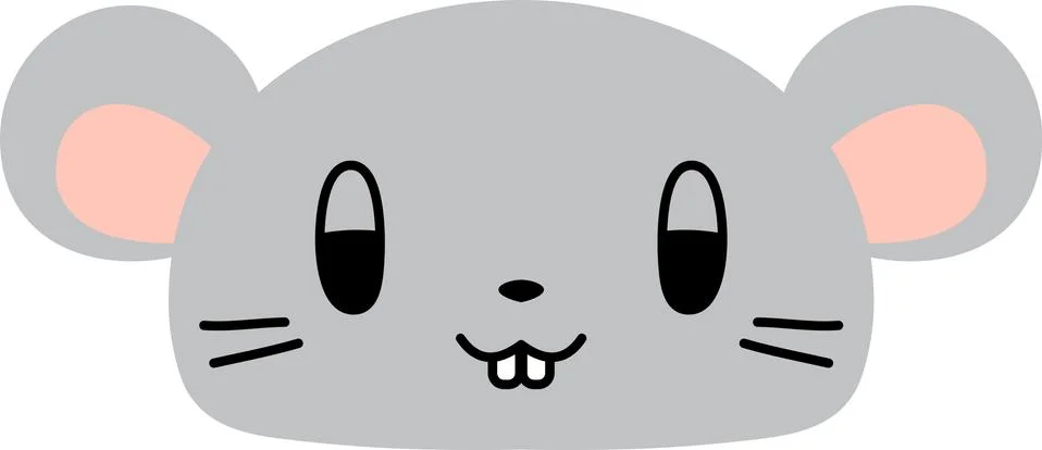 Gray Cute mouse face Stock Illustration