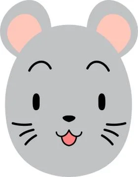 Gray Cute mouse face Stock Illustration
