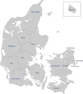 Gray Denmark map Stock Illustration