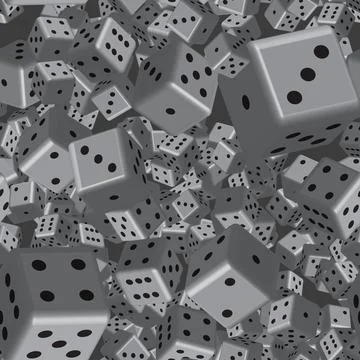 Gray Dice Seamless Pattern, 3D Illustration Stock-Illustration