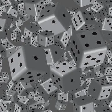 Gray Dice Seamless Pattern, 3D Illustration Stockillustratie