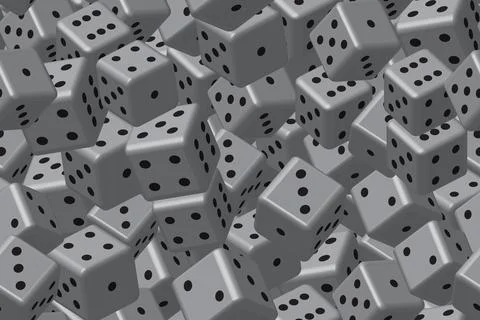 Gray Dice Seamless Pattern, 3D Vector Illustration Stock Illustration