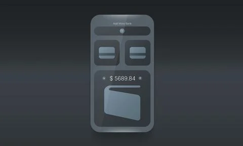 Gray Digital Wallet Finance Dashboard Mobile UI Template Stock Illustration
