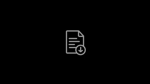 Gray Document Download Icon on Black Background Keywords: document, downloa.. Stock Footage 321855344